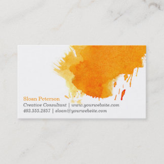 Carte de visite orange de tache de peinture