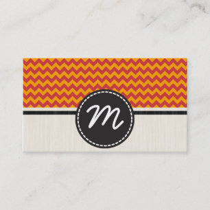 Carte De Visite Orange et Antique Ruby Chevron Zigzag Motif 2