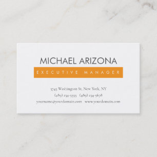 Carte De Visite Orange et blanc minimaliste simple moderne