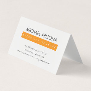Carte De Visite Orange et blanc minimaliste simple moderne