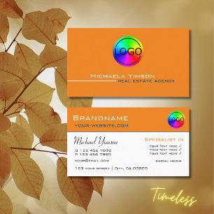 Carte De Visite Orange et blanc simple avec logo professionnel