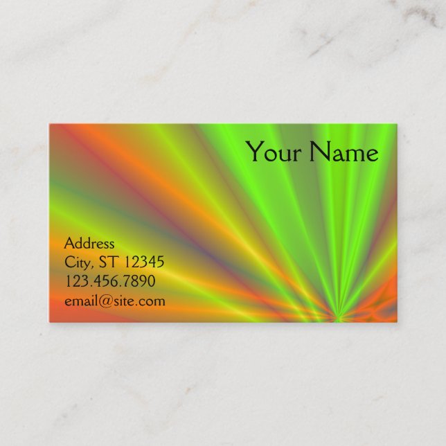 Carte De Visite Orange et Green Light Show Fractal Art (Devant)