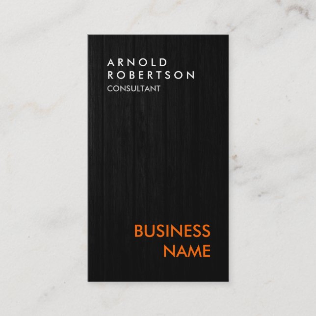 Carte de visite orange gris gris bois vertical (Devant)