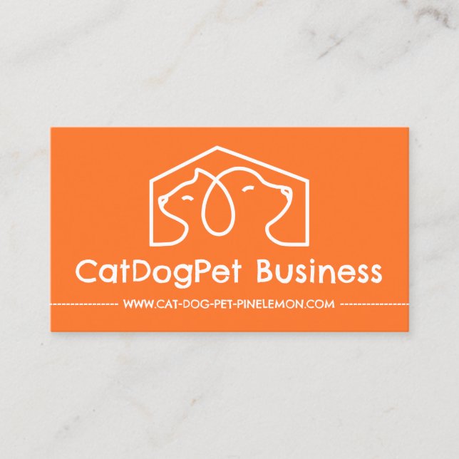 Carte De Visite Orange Jouer Chien Chat Pet Logo (Devant)