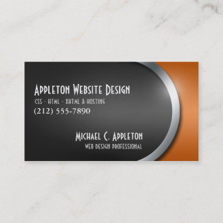 Carte De Visite Orange lisse avec les boutons sociaux de mise en