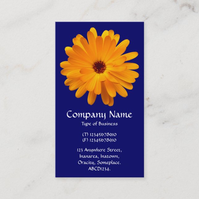 Carte De Visite Orange Marigold - Deep Navy Blue (Devant)