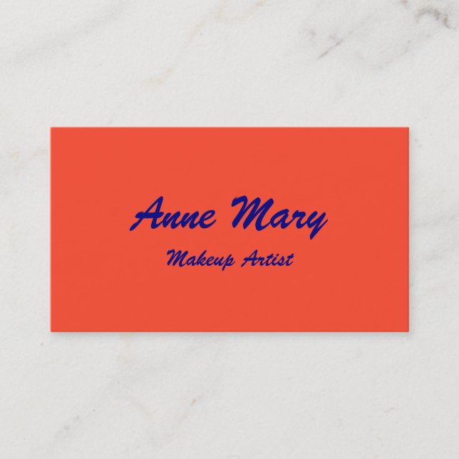 Carte De Visite Orange Marine bleu maquillage Artiste Beauté Salon (Devant)