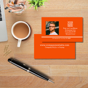 Carte De Visite Orange Modern Company Logo Photo de l'employé