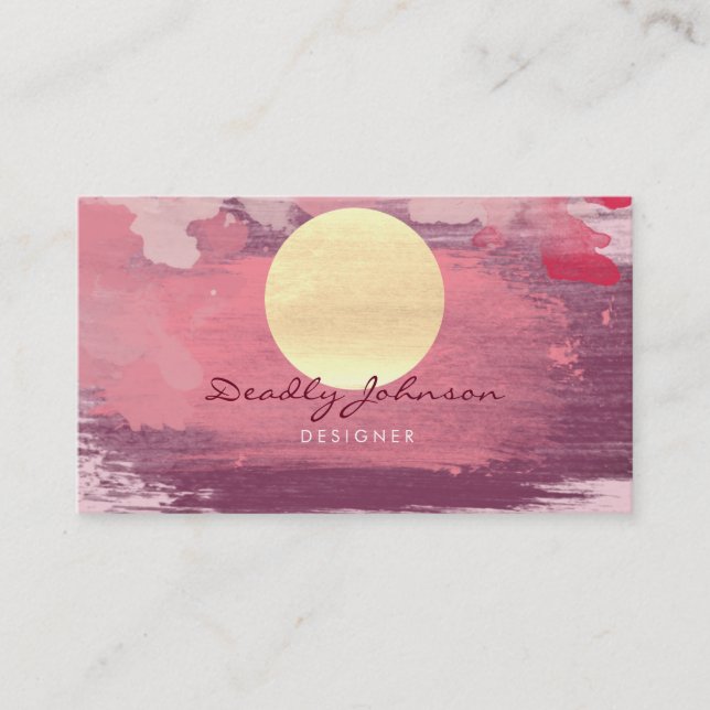 Carte De Visite Orange moderne de rose de peinture d'abrégé sur (Devant)