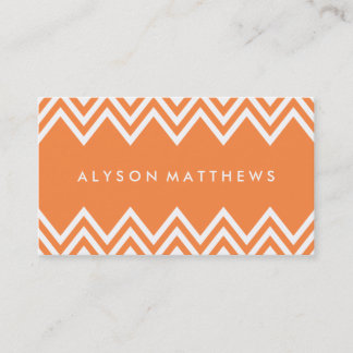 Carte De Visite Orange moderne et blanc Chevron