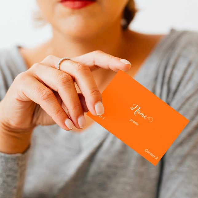 Carte De Visite orange néon - écriture élégante (Créateur téléchargé)