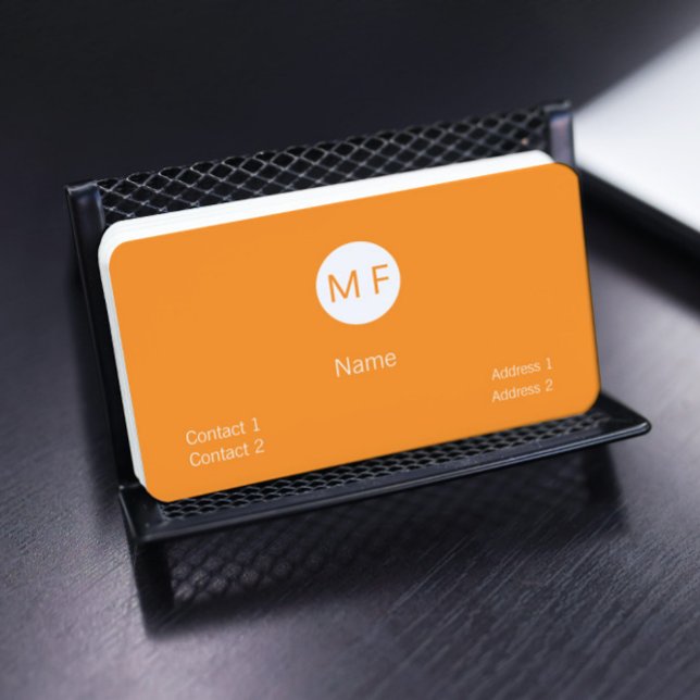 Carte De Visite orange néon monogrammé (Créateur téléchargé)