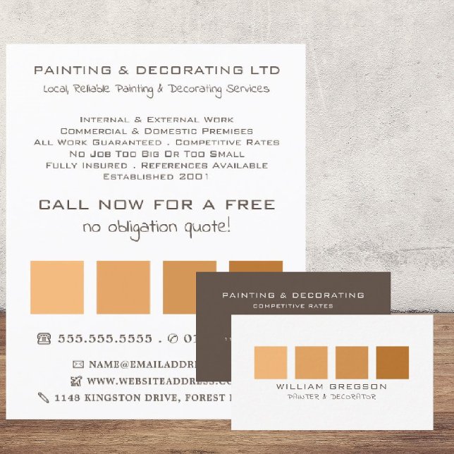 Carte De Visite Orange Ombre Carrés, Peintre & Décorateur (Créateur téléchargé)