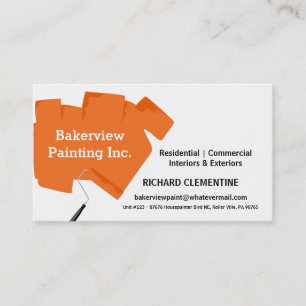 Carte De Visite Orange Paint Roller Painting Company