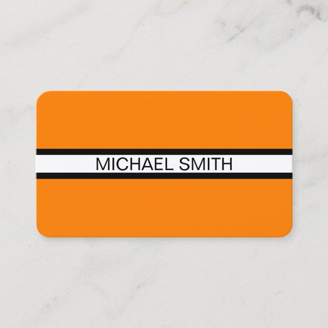 Carte De Visite Orange Professionnel Blanc Noir Élégant Moderne (Devant)