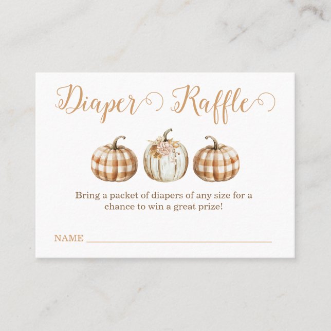 Carte De Visite Orange Pumpkin Baby Shower Diaper Raffle Insert (Devant)