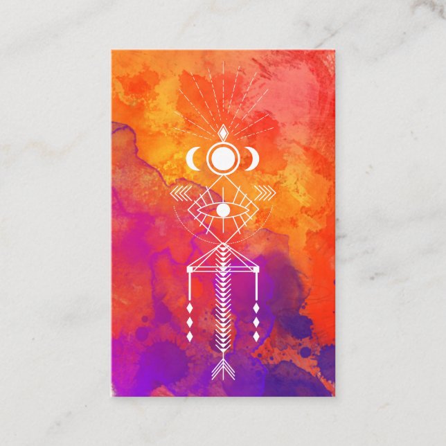 Carte De Visite *~* Orange Purple Reiki Primal Aztec Tribal (Devant)