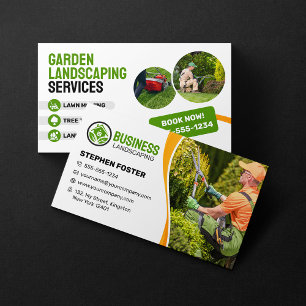Carte De Visite Orange & verdure Jardin Landscaping Garderie