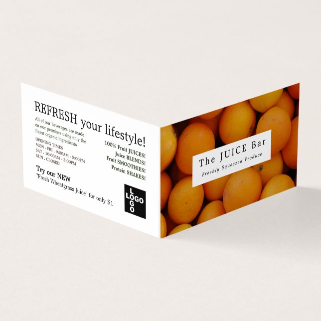 Carte De Visite Oranges Bio, Bar À Jus, Détail (Extérieur)