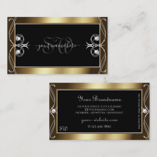 Carte De Visite Orante Noir Brown Or Parkle Bijoux Initiales