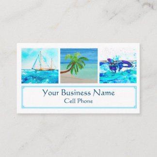 Carte De Visite Orca Whale Sailboat Palm Tree Ocean Beach Tropical