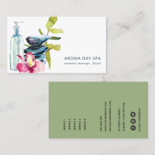 CARTE DE VISITE ORCHID STONE BAMBOO WATERCOLOR SPA MASSAGE THÉRAPI