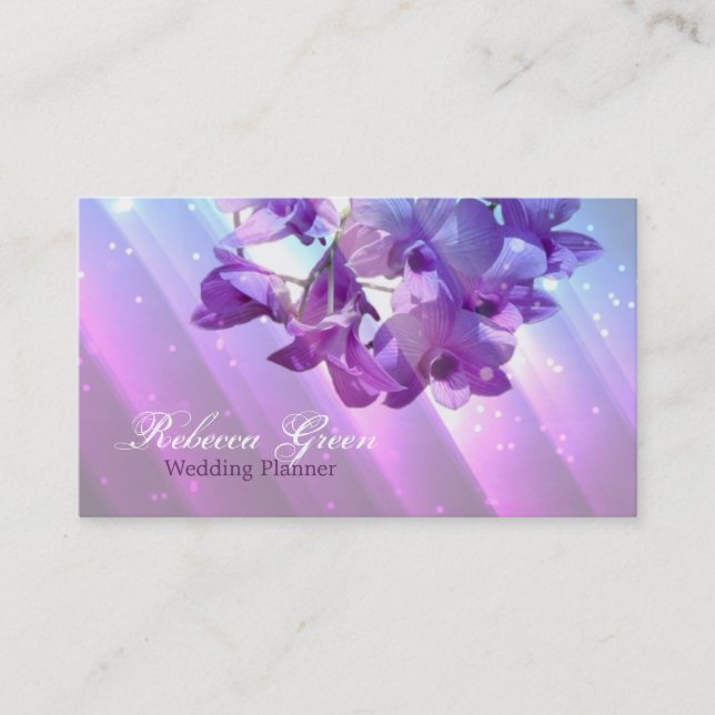 Carte De Visite orchidée pourpre lilas florale élégante moderne (Devant)