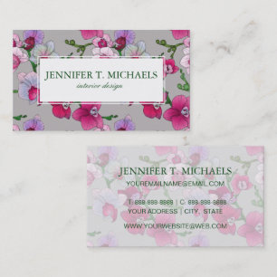Carte De Visite Orchidées Roses En Fleur  Ajouter votre nom