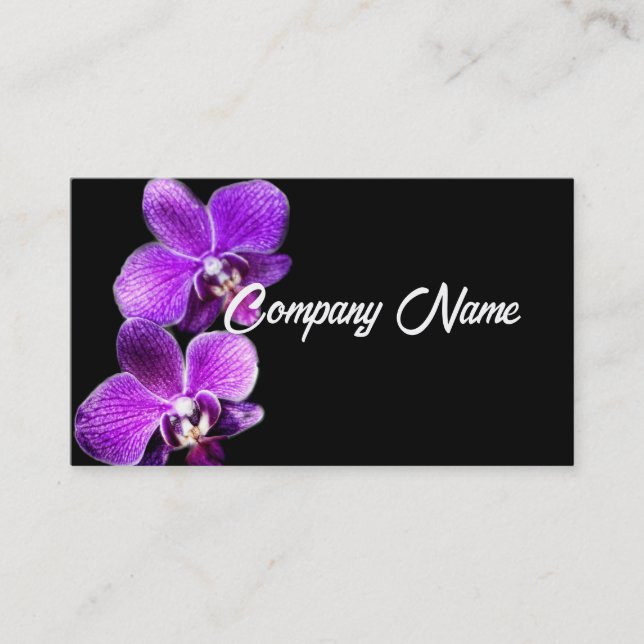 Carte De Visite orchidées violettes élégantes sur fleurs de nature (Devant)