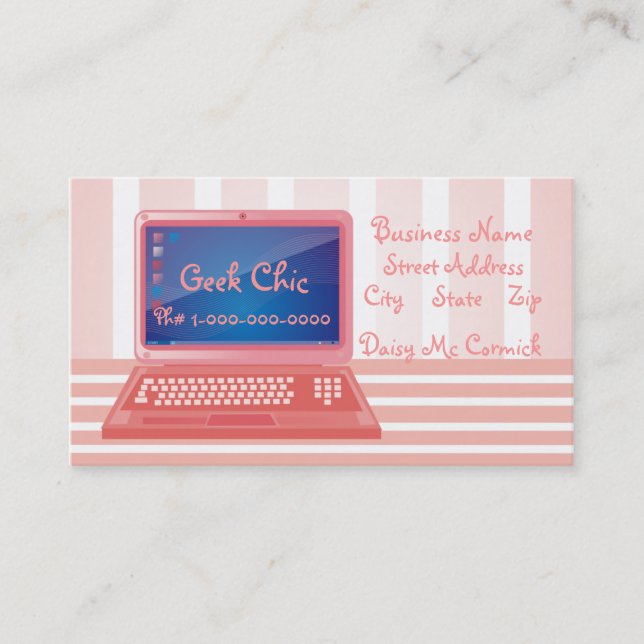Carte De Visite Ordinateur chic de geek (Devant)