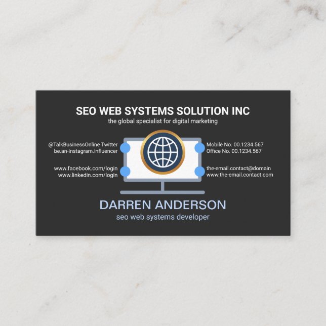 Carte De Visite Ordinateur de bureau Placard Web SEO Technologie (Devant)