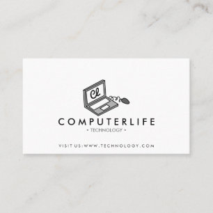 Carte De Visite Ordinateur portable technicien informatique techno