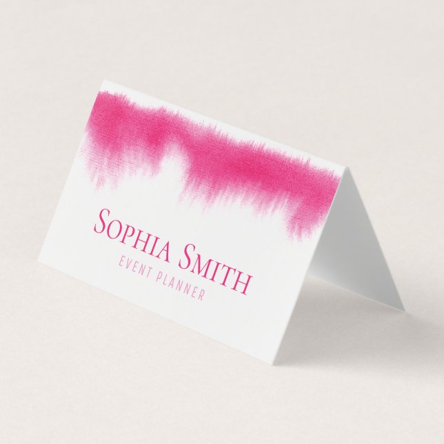 Carte De Visite Organisateur à la mode d'aquarelle rose (Devant)