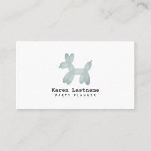 Carte De Visite Organisateur animal de partie de ballon bleu