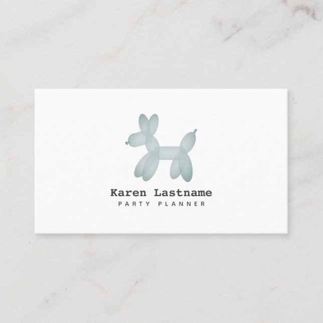 Carte De Visite Organisateur animal de partie de ballon bleu (Devant)