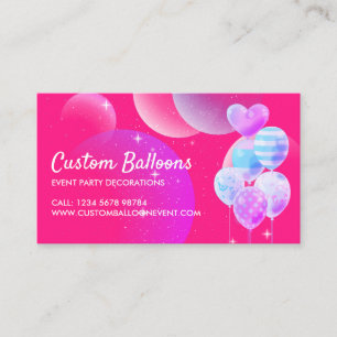 Carte De Visite Organisateur de fête d'événement de ballons roses
