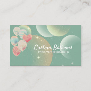 Carte De Visite Organisateur de fête d'événement de ballons verts 