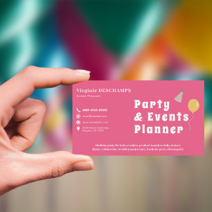Carte De Visite Organisateur de fêtes et d'événements Rose