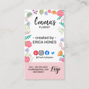 Carte De Visite organisateur de l'événement wedding planner fleuri