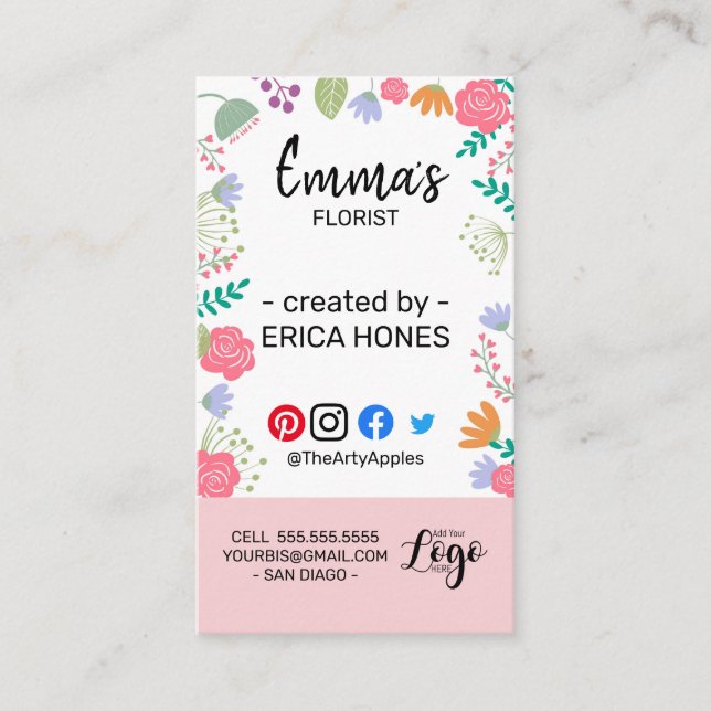 Carte De Visite organisateur de l'événement wedding planner fleuri (Devant)