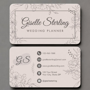 Carte De Visite Organisateur de mariage floral rose blush