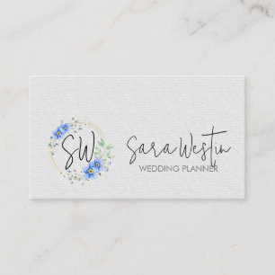 Carte De Visite Organisateur de mariage monogramme floral 