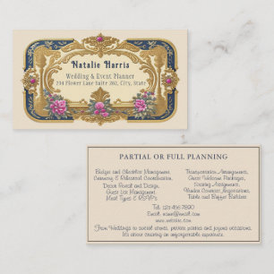 Carte De Visite Organisateur de mariage Roses roses victoriennes O