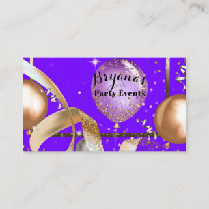 Carte De Visite Organisateur d'événement Ballons Dorés Fête Violet