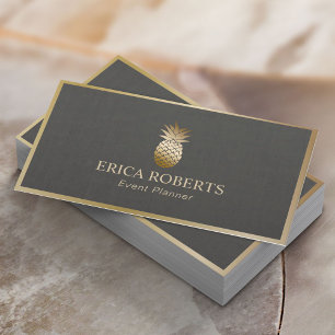 Carte De Visite Organisateur d'événements Ananas Moderne Foil Gold