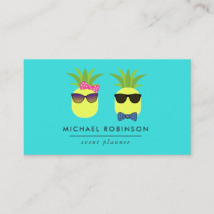 Carte De Visite Organisateur d'événements aux ananas amusants Turq