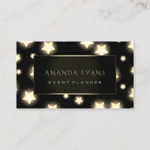 Carte De Visite Organisateur d'événements Black Frame Stars Gold S