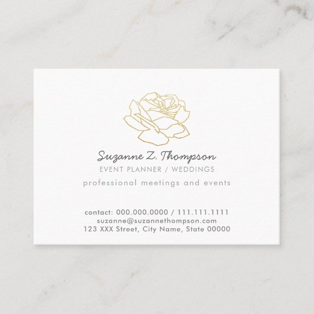 Carte De Visite organisateur d'événements blanc chic (mariage) pro (Devant)