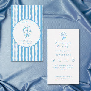 Carte De Visite Organisateur d'événements Fleuriste à rayures bleu