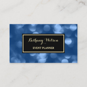 Carte De Visite Organisateur élégant Bokeh Luxe bleu fascinant